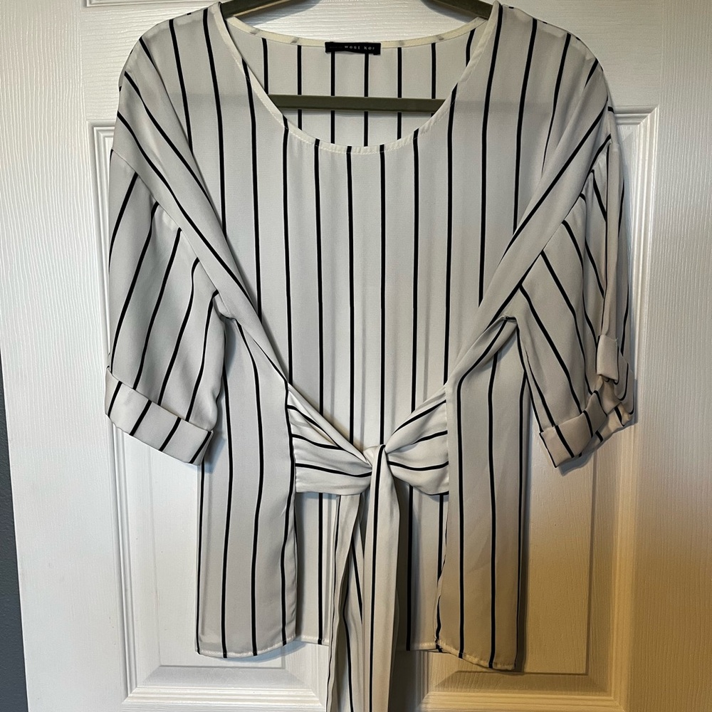 West Kei striped bow detail blouse